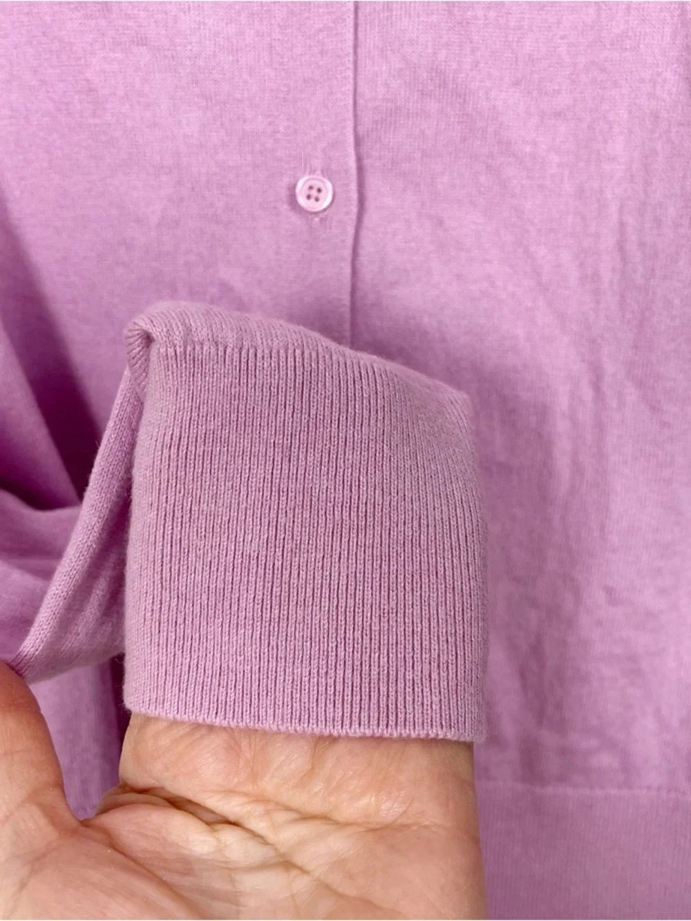 Banana Republic Pink Cotton Blend Crewneck Button-Front Cardigan Size Medium - Picture 4 of 8